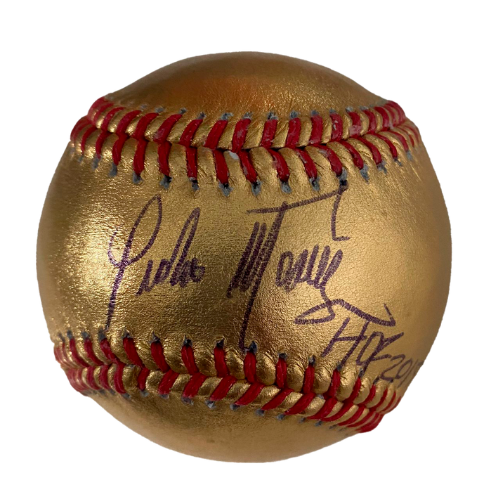 Pedro Martinez Autographed Gold Baseball with HOF '15 inscription