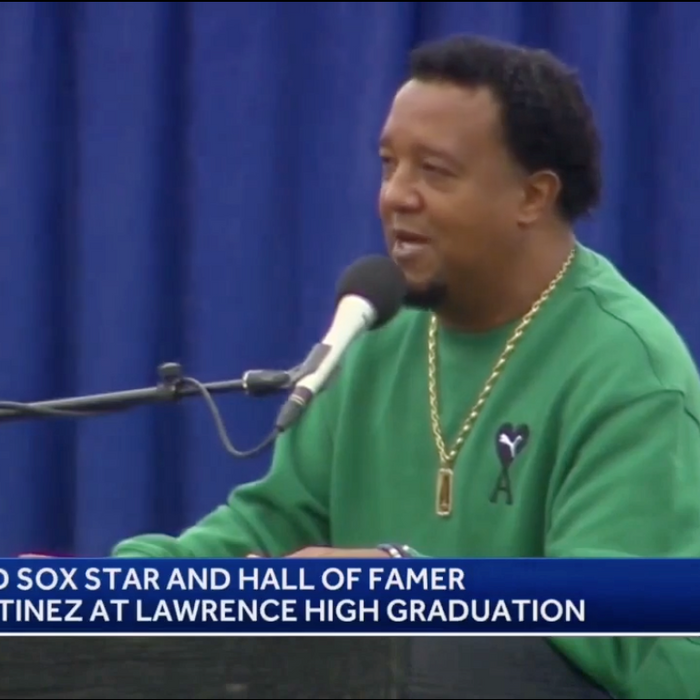 Former Red Sox Star And Hall of Famer Pedro Martinez At Lawrence High School Graduation