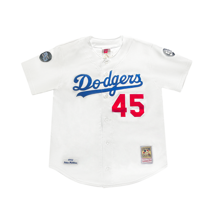 Mitchell & Ness Los Angeles Dodgers Mesh V-neck Jersey in White