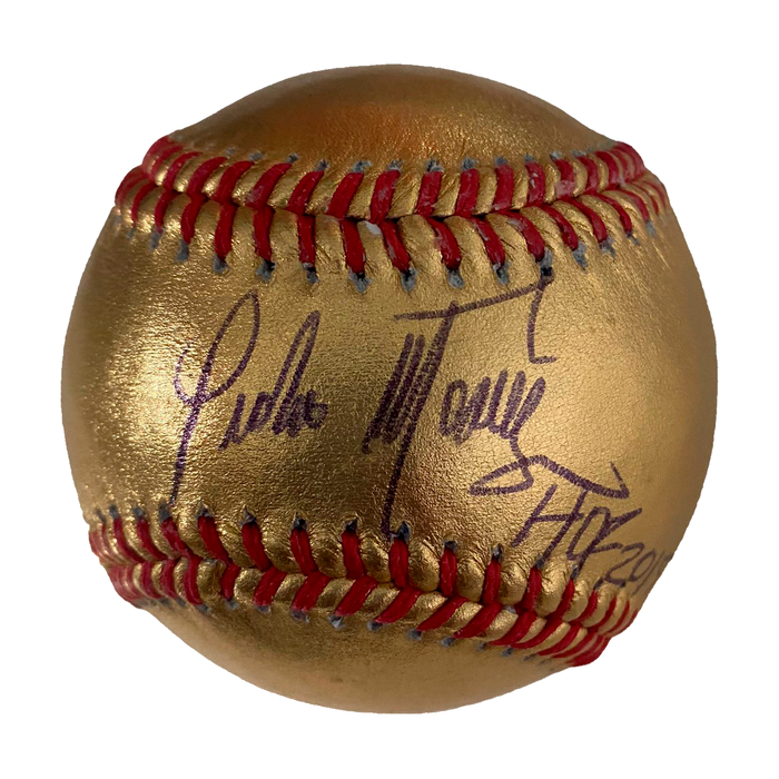 Pedro Martinez Autographed Gold Baseball with HOF '15 inscription