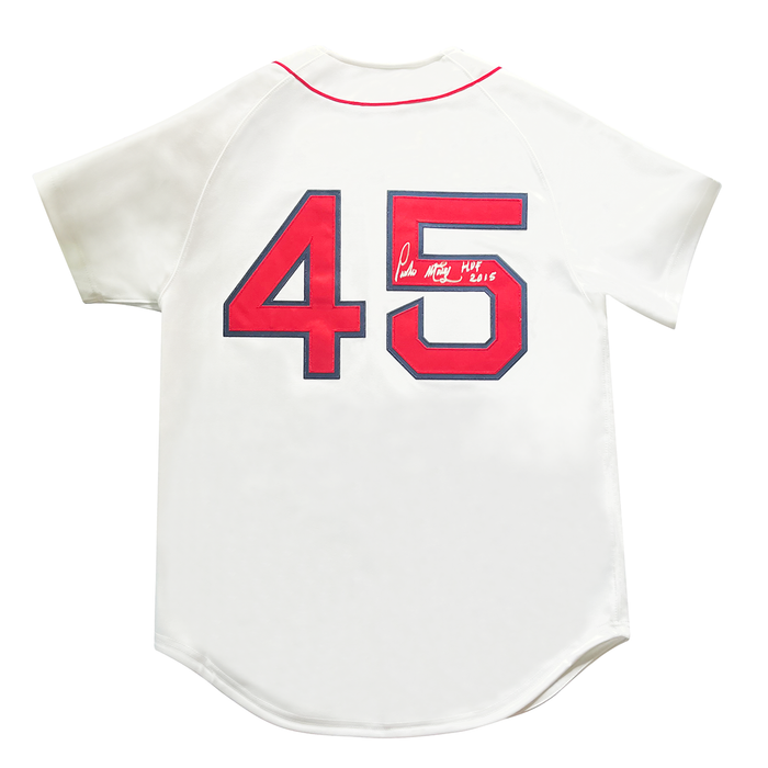 Authentic and Autographed Pedro Martinez Red Sox Mitchell & Ness Jersey