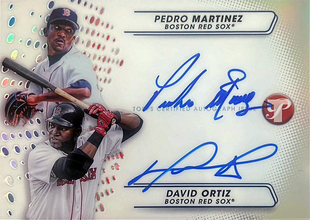Pedro Martinez and David Ortiz Autographed Topps Boston Red Sox Baseball Card
