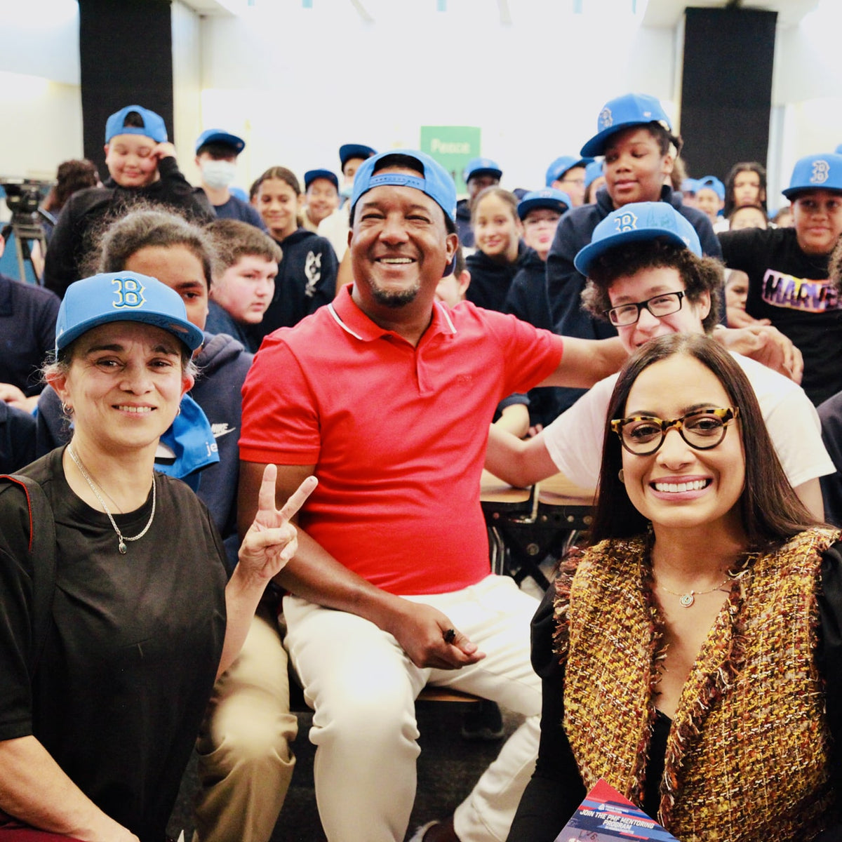 Pedro Martinez with youth participating in a mentoring program